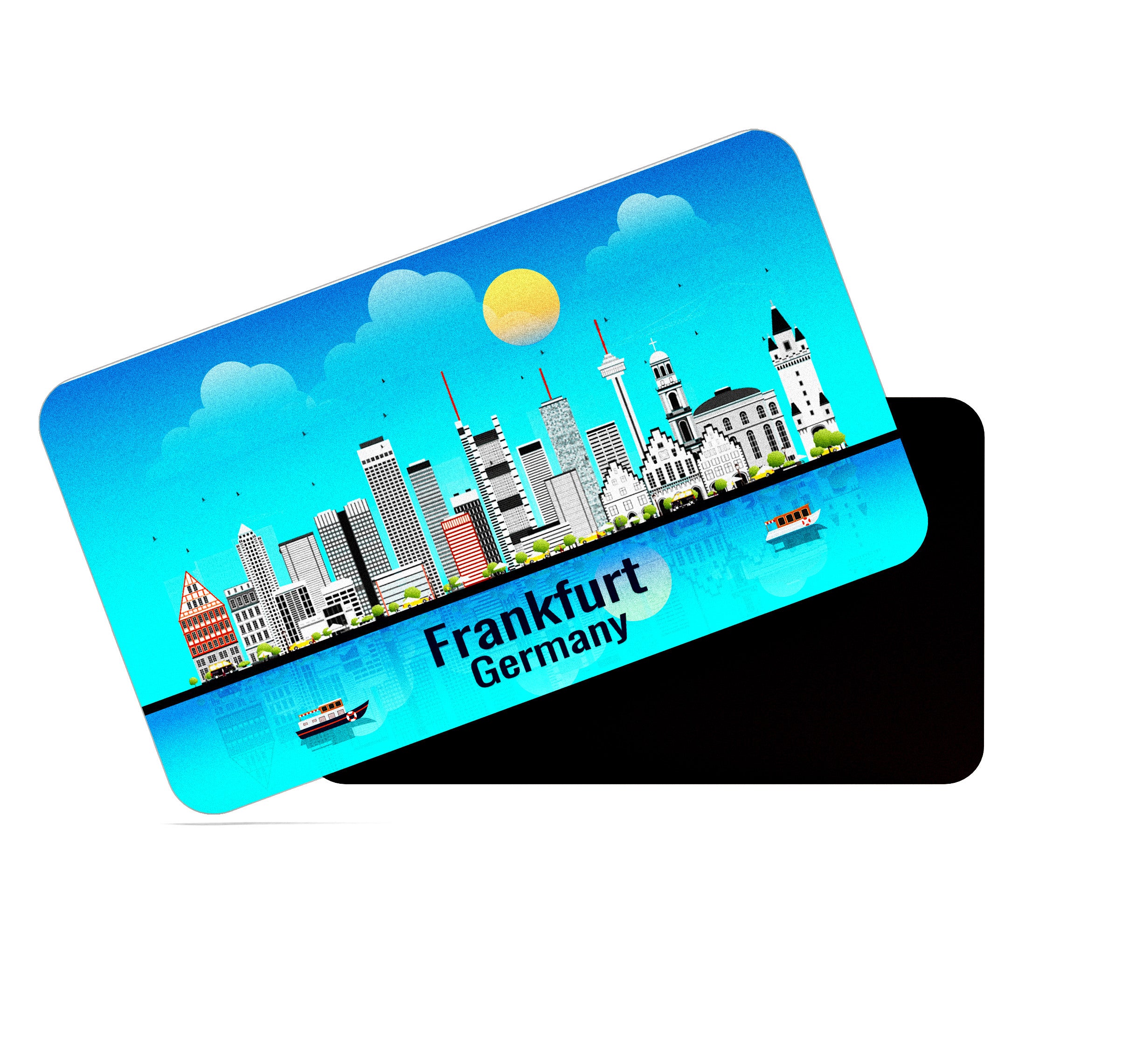 dhcrafts Rectangular Fridge Magnet Blue Germany Frankfurt Design Pack of 1 (8.6cm x 5.4cm)